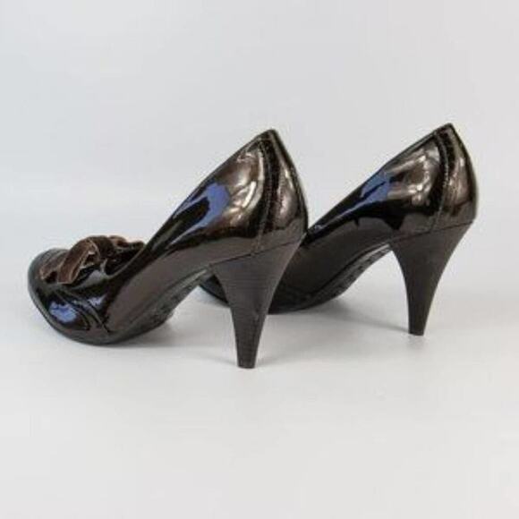 ANTONIO Melani‎ Patent Leather steampunk velvet ribbon laced heels size 11 - Picture 4 of 7